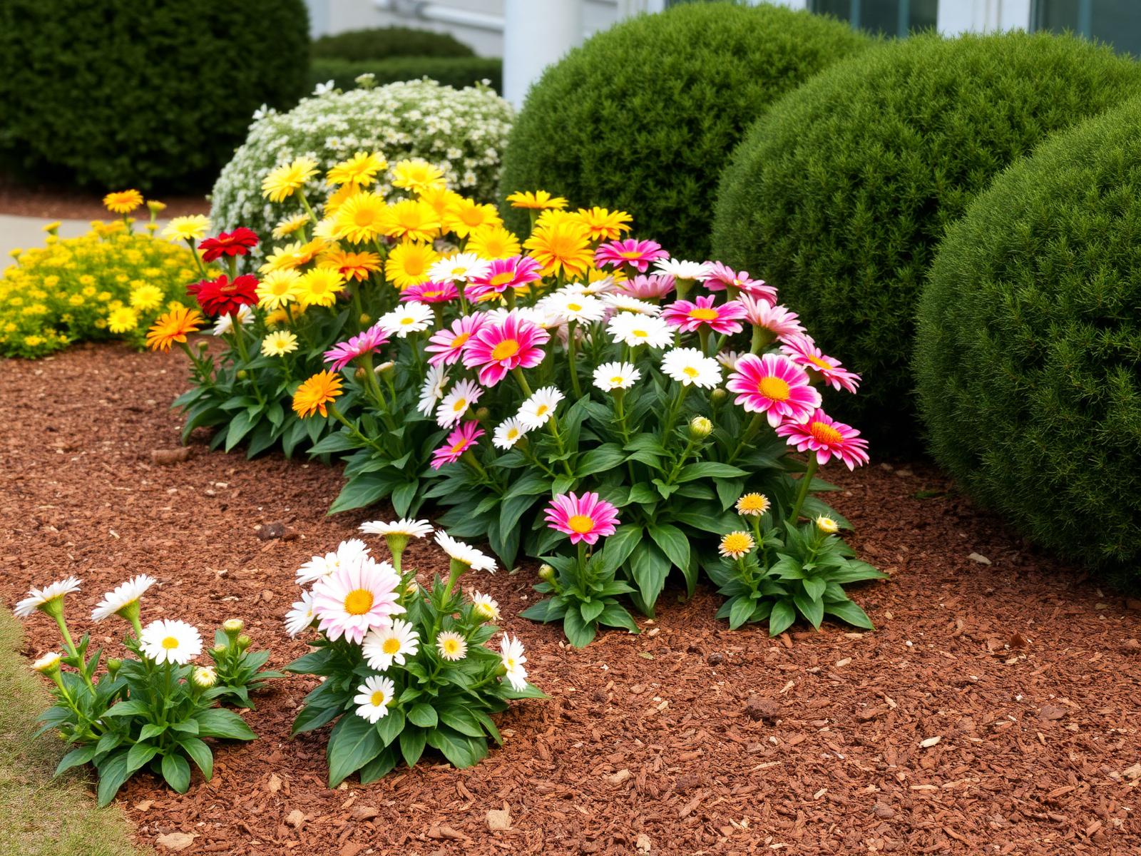 Elegant flower bed with seasonal blooms
